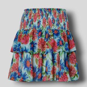 NWT Milly Women's Blue Wyatt Paint Floral Mini Skirt $350